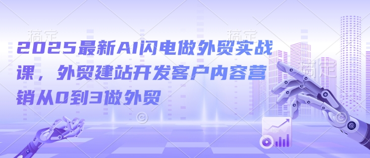 2025最新AI闪电做外贸实战课，外贸建站开发客户内容营销从0到3做外贸_网创资源库
