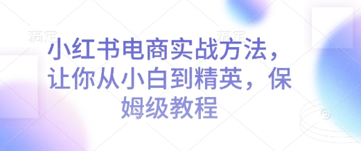 小红书电商实战方法，让你从小白到精英，保姆级教程_网创资源库