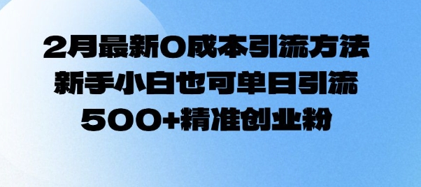 2月最新0成本引流方法，新手小白也可单日引流500+精准创业粉_网创资源库