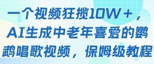 一个视频狂揽10W+点赞，AI生成中老年喜爱的鹦鹉唱歌视频，保姆级教程，轻松挣取创作者分成_网创资源库