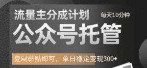 公众号托管计划-流量主分成计划，每天只需发布文章，单日稳定变现300+【揭秘】_网创资源库