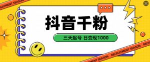 抖音千粉项目，自然涨粉变现，三天起号，日变现1k【揭秘】_网创资源库