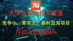 大学生毕业论文查重，暴利蓝海项目，月收入过1W+_网创资源库