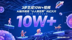 3步生成10W+视频，AI制作微观“小人物世界”科幻大片，条条万赞，1条作品涨粉2.3W_网创资源库