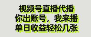 视频号直播代播，你出账号我来播，单日收益轻松几张【揭秘】_网创资源库