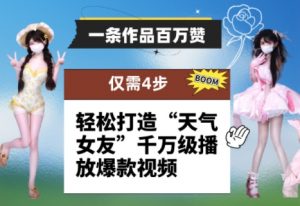 一条作品百万赞！ 只需4步，轻松打造“天气女友”千万级播放爆款视频_网创资源库