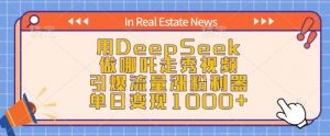 用DeepSeek做哪吒走秀视频，引爆流量涨粉利器，单日变现1k_网创资源库