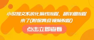 小说推文系统化搞钱流程，超详细流程来了(附保姆级视频教程)_网创资源库