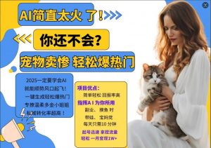 小红书AI宠物卖惨打工项目，一键生成轻松爆热门，专撩温柔多金小姐姐，私域转化率超高_网创资源库