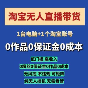 淘宝无人直播带货项目，纯无人挂JI，一台电脑，无需看管，开播即变现，低门槛 高收入_网创资源库