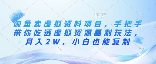 闲鱼卖虚拟资料项目，手把手带你吃透虚拟资源暴利玩法，月入2W，小白也能复制_网创资源库