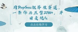 用DeepSeek做养生赛道，一条作品点赞20W+，单日变现1k_网创资源库