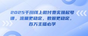 2025千川线上微付费实操起号课，流量更稳定，数据更稳定，百万主播必学_网创资源库