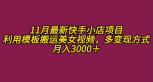 11月K总部落快手小店情趣男粉项目，利用模板搬运美女视频，多变现方式月入3000+_网创资源库