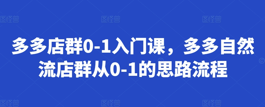 多多店群0-1入门课，多多自然流店群从0-1的思路流程_网创资源库