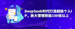 DeepSeek时代打造超级个人IP，放大营销势能100倍以上_网创资源库