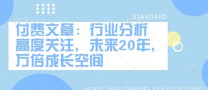 付费文章：行业分析 高度关注，未来20年，万倍成长空间_网创资源库