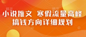 小说推文 寒假流量高峰 搞钱方向详细规划_网创资源库