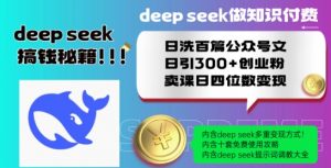 Deepseek做知识付费日洗百篇公众号文日引300+创业粉，卖课日四位数变现保姆级教程!_网创资源库