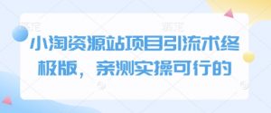 小淘资源站项目引流术终极版，亲测实操可行的_网创资源库