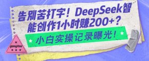 告别苦打字！DeepSeek智能创作1小时入2张？小白实操记录曝光_网创资源库