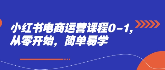 小红书电商运营课程0-1，从零开始，简单易学_网创资源库