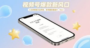 视频号爆款新风口，人生感悟图文这样做，条条播放量直冲 10w+_网创资源库