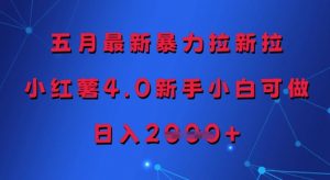 五月最新暴力拉新拉，小红薯4.0新手小白可做，日入多张_网创资源库
