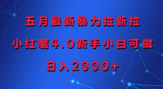 五月最新暴力拉新拉，小红薯4.0新手小白可做，日入多张_网创资源库
