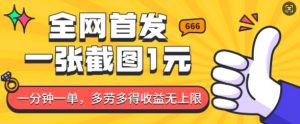 全网首发，一张截图1块钱，一分钟一单，多劳多得，收益无上限_网创资源库
