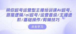 带你起号运营型主播培训课AI起号，底层逻辑/ai起号/运营晋级/主播进阶/基础操作/剪辑技巧_网创资源库