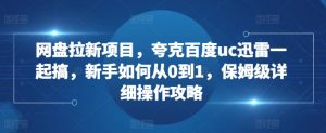 网盘拉新项目，夸克百度uc迅雷一起搞，新手如何从0到1，保姆级详细操作攻略_网创资源库