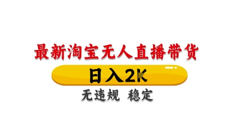 淘宝无人直播带货【最新】，日入2K，独家技术，无违规无封号，长期稳定，操作简单【揭秘】_网创资源库