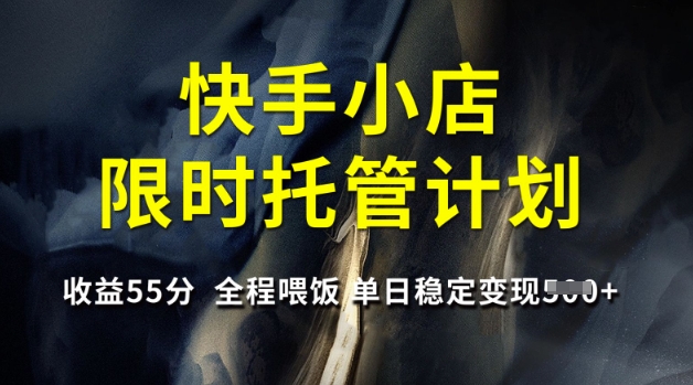 快手小店限时托管计划，收益55分，全程喂饭，单日稳定变现5张【揭秘】_网创资源库