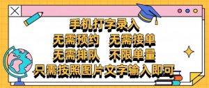 纯手机打字录入，不需要预约 、不需要接单、不需要排队 、项目不限量，零门槛，操作简单方便收入无上限【揭秘】_网创资源库