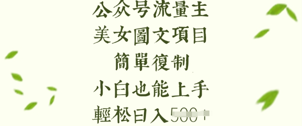 流量主长期收益项目，美女图片简单复制，小白也能上手，轻松日入5张_网创资源库