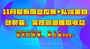 11月最新网盘拉新+私域全自动裂变，实现管道睡后收益，当天见效果，单日破900+_网创资源库