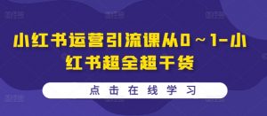 小红书运营引流课从0～1-小红书超全超干货_网创资源库