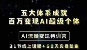 五大体系成就百万变现AI超级个体- AI流量变现特训营，一步一步教你一个人怎么年入百W_网创资源库