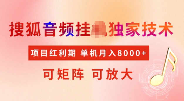 首发搜狐音频挂JI，项目红利期，可矩阵可放大，稳定月入5k【揭秘】_网创资源库