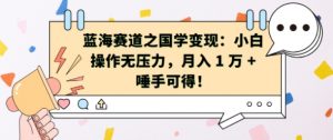 蓝海赛道之国学变现：小白操作无压力，月入 1 W + 唾手可得【揭秘】_网创资源库