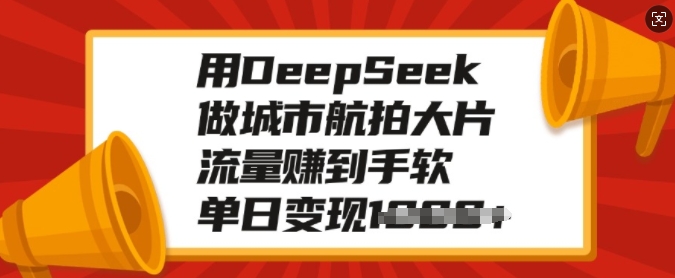 用DeepSeek做城市航拍大片，流量赚到手软，单日变现多张_网创资源库
