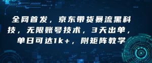 全网首发，京东带货暴流黑科技，无限账号技术，3天出单，单日可达1k+，附矩阵教学【揭秘】_网创资源库