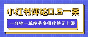 小红书留言评论，0.5元1条，一分钟一单，多劳多得，收益无上限_网创资源库