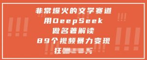 非常爆火的文学赛道，用deepseek做名著解读 ，89个视频暴力变现1w+_网创资源库