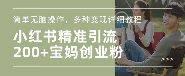 小红书混剪日引200+宝妈创业粉，简单无脑操作，多种变现详细教程_网创资源库