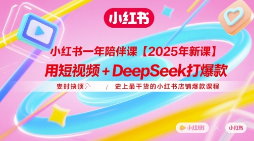 小红书一年陪伴课【2025年新课】，用短视频+deepSeek打爆款，史上最干货的小红书店铺爆款课程_网创资源库