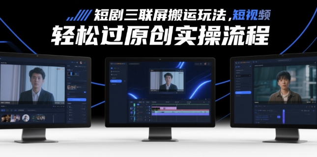 短剧三联屏搬运玩法，短剧搬运轻松过原创实操流程_网创资源库