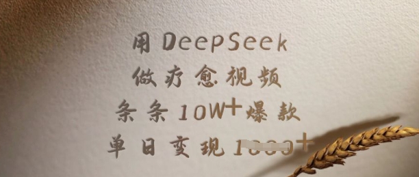 用DeepSeek做疗愈视频，条条10W+爆款，单日变现多张_网创资源库