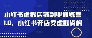 小红书虚拟店铺副业训练营1.0，小红书开店卖虚拟资料_网创资源库